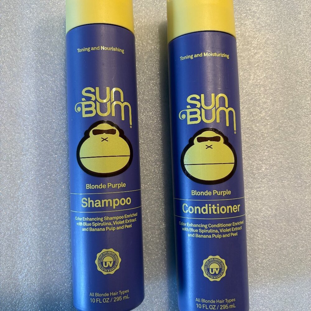 Sun Bum BLONDE PURPLE SHAMPOO & CONDITIONER Vegan UV Toning Moisturizing NEW